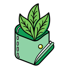 pocketbook plant line art on white background