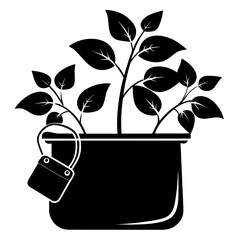 pocketbook plant silhouette on white background