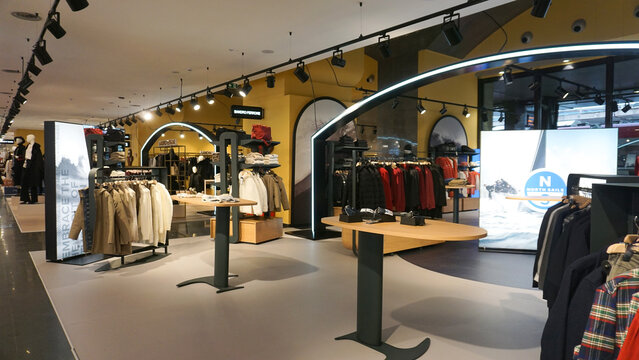 Rome, Italy - December 19, 2025: Fiumicino international airport - interior shot of SANDRO FERRONE store