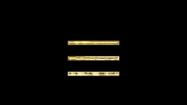 Gold identical to symbol, light reflecting and patterns shifting, alpha channel