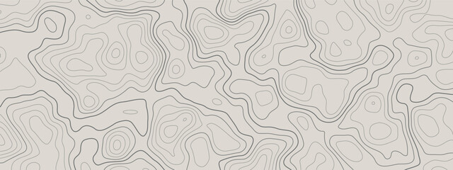 Horizontal wide background of the vintage topographic map. Editable stroke. Topographic map lines, contour background. Geographic abstract grid. Paper texture Imitation of a geographical map shades © ☆ simple vectors ☆
