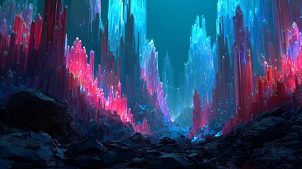 modern futuristic crystalline canyon glowing with energy