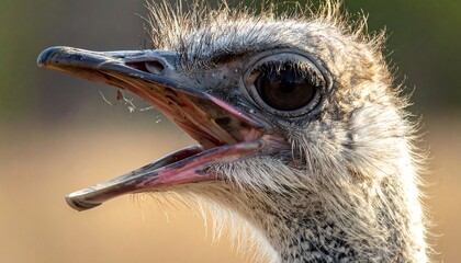 Close-up of a large bird?s head, beak open, looking alert