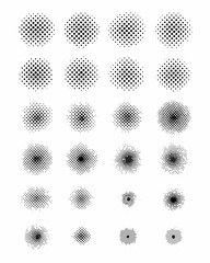 Arrangement of varying sized circular dot patterns in grayscale tones