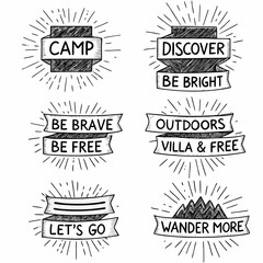 Vintage style badges with inspirational quotes and outdoor elements design