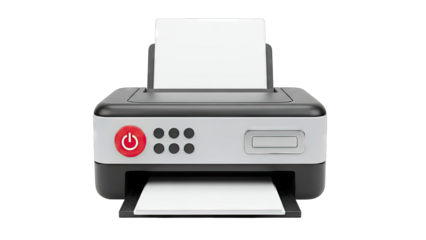 Modern Printer with Paper Ready to Print on White Background