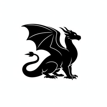 Black dragon silhouette with wings spread