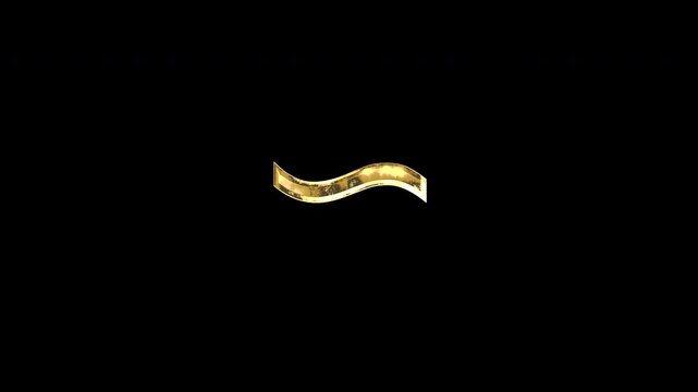 Gold tilde symbol, light reflecting and patterns shifting, alpha channel