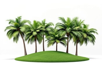 Fototapeta premium Palm trees stand on a small green, grassy island