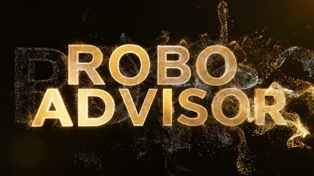 Robo Advisor Title Reveal With Gold Particles on Black Background