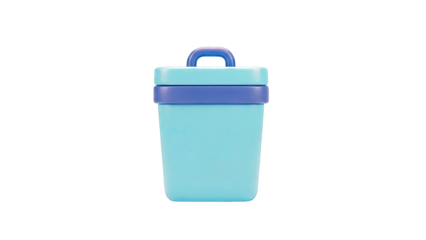 Blue and purple cartoon trash can on white background