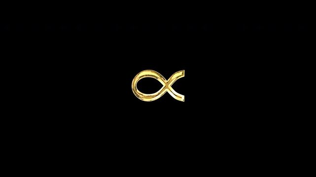 Gold proportional to symbol, light reflecting and patterns shifting, alpha channel
