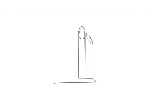 Animated Sharp bamboo monument. Surabaya concept one-line drawing