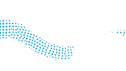 Abstract pattern of small blue and teal dots forming a flowing shape on a white background