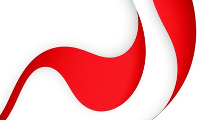 Abstract red and white ribbon flowing gracefully