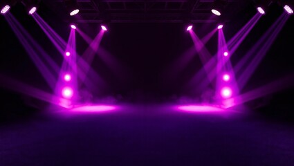 Symmetrical stage lighting with vibrant purple beams