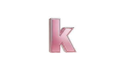 3D Lowercase Letter K, Pink Metallic Finish