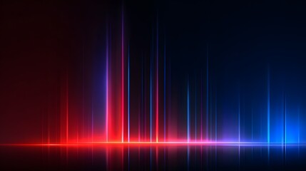 Obraz premium Abstract digital art of vibrant red and blue light beams, futuristic design.