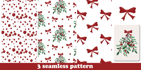 Festive Christmas Seamless Pattern Set Featuring Snowflakes, Ornaments, Christmas Trees, Santa Claus, Reindeer, Gifts, Holly, Candy Canes, Snow, Lights, Wreaths, and Holiday Symbols for Celebration an