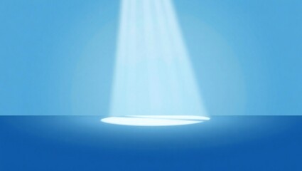 Bright spotlight illuminating a circular stage on a blue background