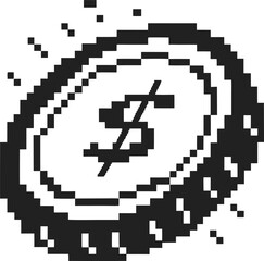 Obraz premium pixel art dollar coin icon retro digital currency symbol, minimalist money illustration for games and financial interfaces