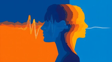 Abstract illustration of human mind and thoughts, creative concept of psychology and mental health.