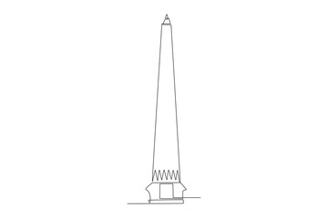Heroes' monument. Surabaya concept one-line drawing