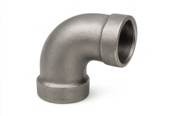 Metal elbow pipe fitting with 90 degree turn