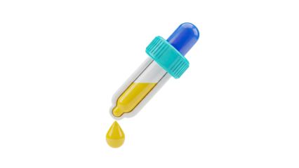 Dropper with Yellow Liquid and Falling Droplet