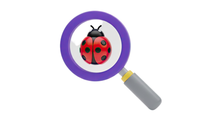 Magnifying glass over a ladybug