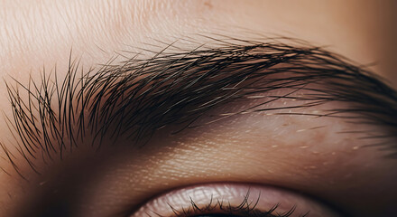 Close up of a detailed eyebrow with visible hairs and texture.