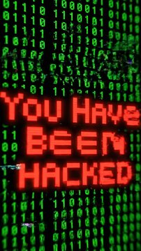 Message appears on a digital screen with green binary code during a late-night coding session