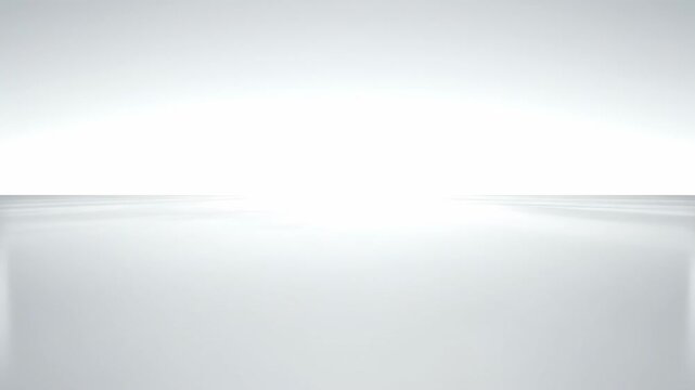 A slow, smooth tracking shot across an endless, highly polished white floor meeting a perfectly white, diffused sky horizon pristine, corporate, space