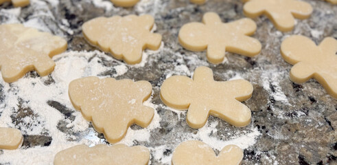 Sugar Cookies Being Rolled and Cut Out on the Kitchen Counter
