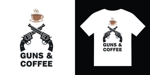 guns and coffee tshirt vector illustration design