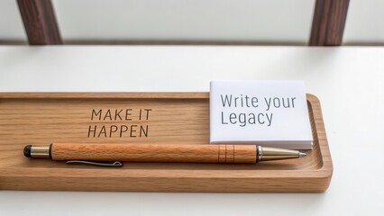 Wooden Pen And Encouragement On A Desk