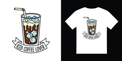 iced coffee tshirt vector illustration design
