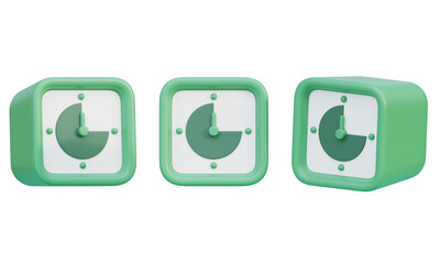Square shaped 3D digital clock timer in cute clay style
