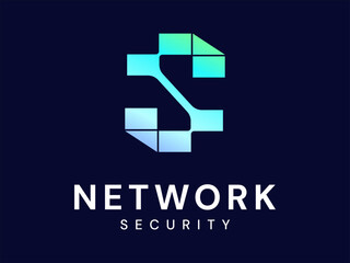 Network security with Letter S computer networking digital transformation technology Analysis logo vector design concept. Letter S logo for cyber security, Big data, ui, Advanced Technology, robot.