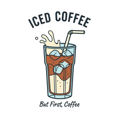 iced coffee tshirt vector illustration design