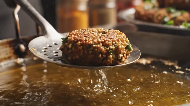 Deep Frying Food in Hot Oil Kitchen.