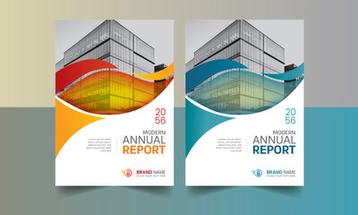 Modern Annual Report Cover Design Template Pastel paste and orange color