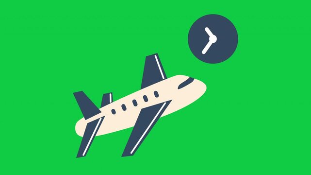 Animated departure time icon for airport schedule cartoon