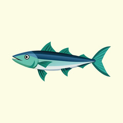 Obraz premium Illustration of a Blue and Green Fish with Streamlined Body and Fins