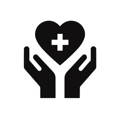 Obraz premium Hands cupping heart with cross symbolizing healthcare and support
