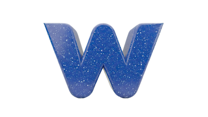 Blue Letter W with Speckled Pattern