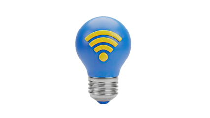 Blue Light Bulb with WiFi Symbol