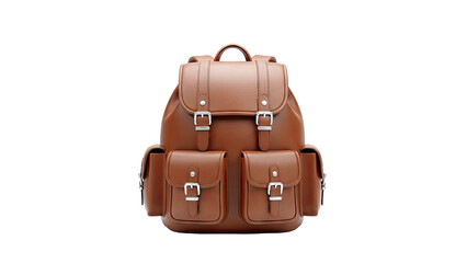 Brown Leather Backpack with Buckle Closures
