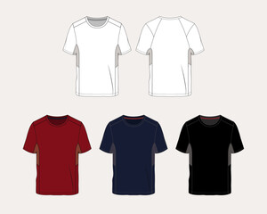 Men's tank, t-shirt, fashion flat sketch vector illustration, cad, technical drawing, flat drawing, template, mockup.