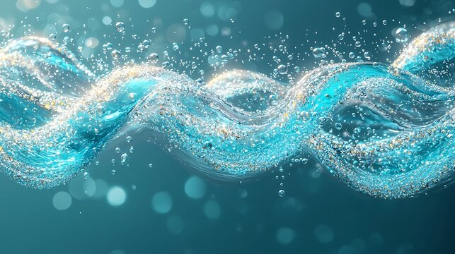 Underwater Scene In Turquoise Tones Showing Fluid Texture and Bubbles Rising Captured for a Refreshing Wellness Brand Identity